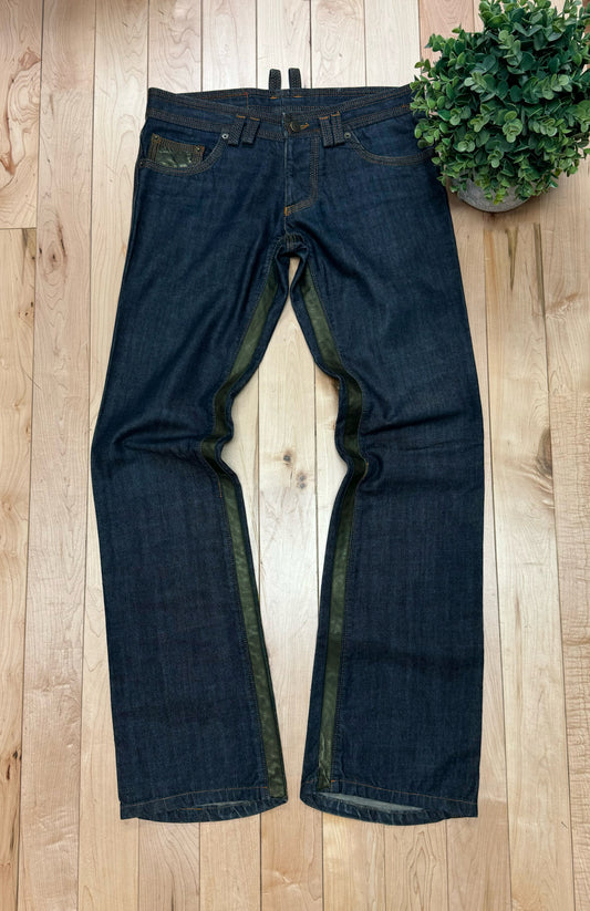 SS2003 Dsquared2 Leather Detailed Flared Jeans