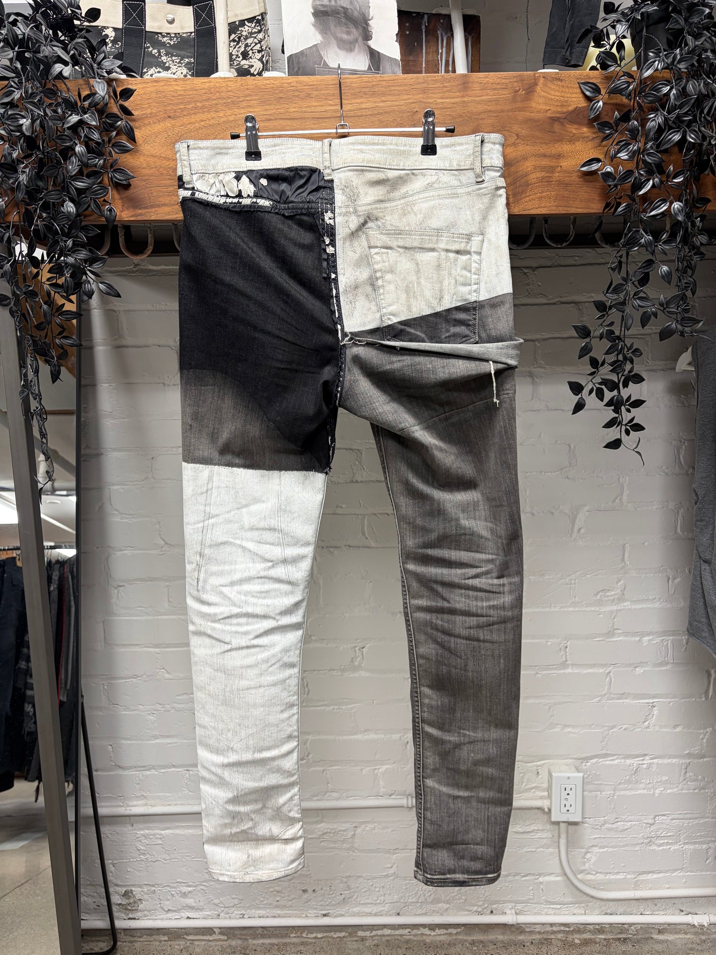 SS2020 Rick Owens ‘Tecuatl’ Waxed White Reconstructed Hybrid Denim