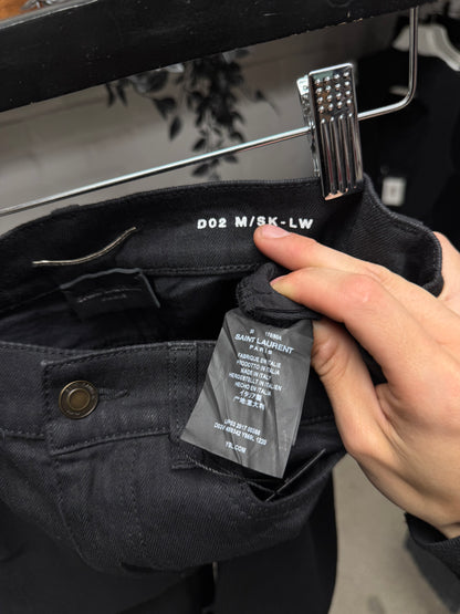 2017 Saint Laurent Black Distressed ‘D02’ Skinny Jeans