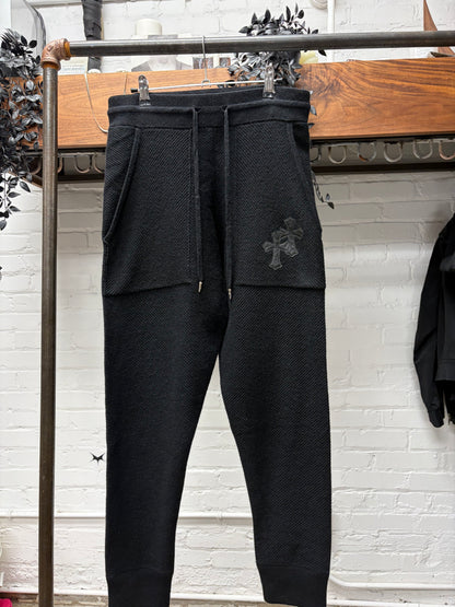 Chrome Hearts Cashmere Leather Cross Patch Sweatpants