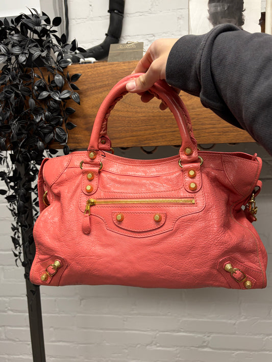 Balenciaga ‘Coral Pink’/Gold Hardware ‘City’ Bag
