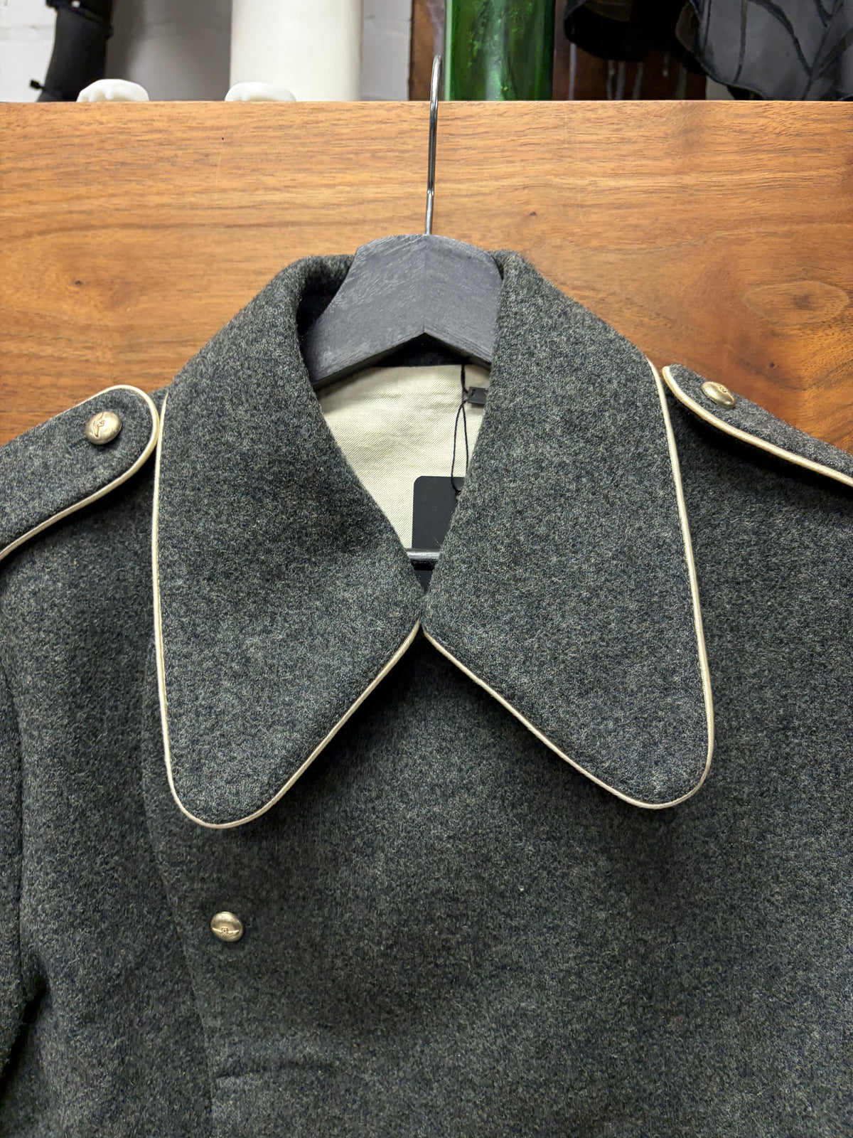 Yohji Yamamoto ‘Y’s’ Red Label Cropped Grey Wool Military Jacket