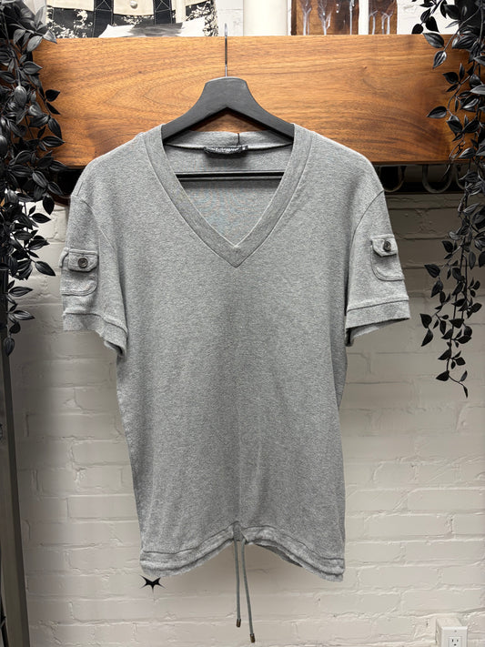 Dolce & Gabbana Mens Grey Jersey Cotton V-Neck Shirt