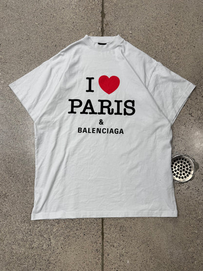 Balenciaga ‘I ❤️ Paris’ Oversized White T-Shirt