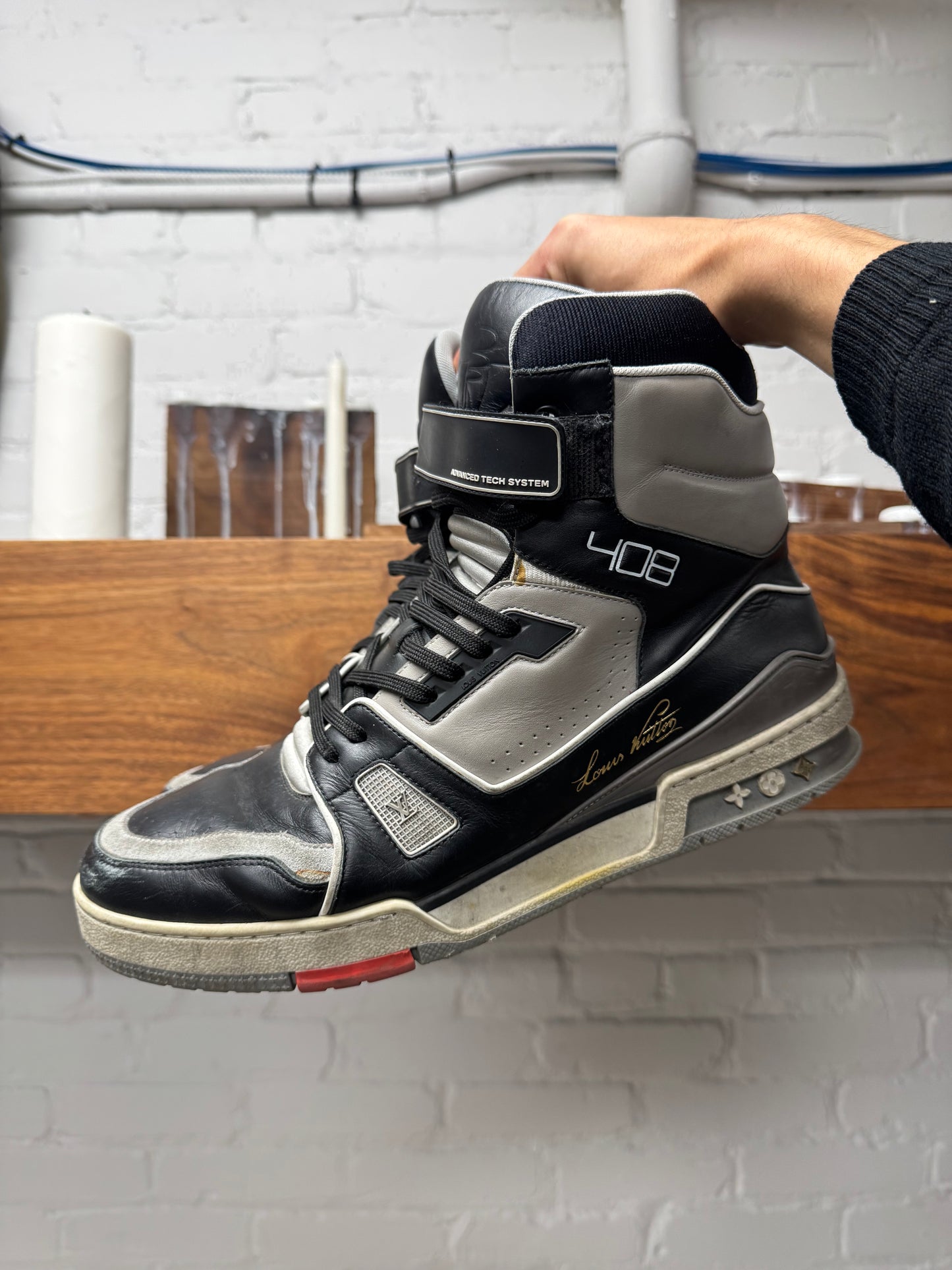 Louis Vuitton OG ‘LV Trainer’ Bred Leather High Top Sneakers