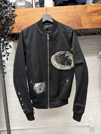 SS2017 Rick Owens ‘Walrus’ Patchwork Black Cotton Canvas Bomber Jacket