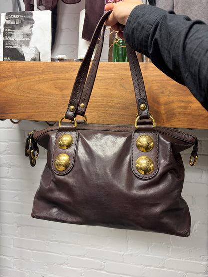 Gucci by Frida Giannini ‘Babouska’ Dark Brown Leather Handbag with Gold Hardware