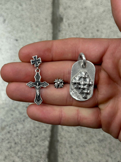 SS2024 Enfants Riche Deprimes White Gold ‘Iron Cross’ Earring