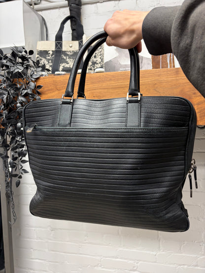 Dior Homme Pleated Black Lambskin Leather Top Handle ‘Business’ Bag