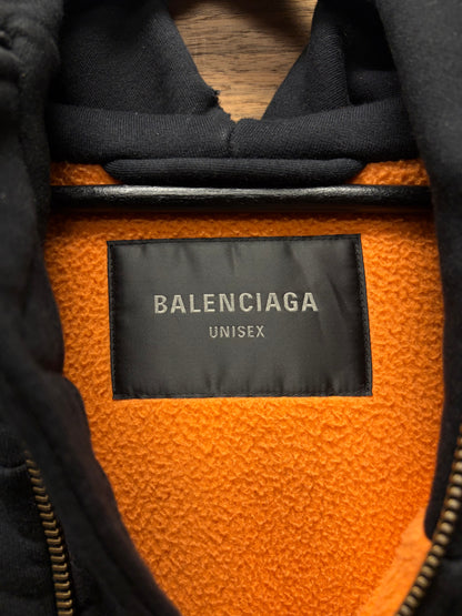 SS2023 Balenciaga ‘Caps’ Destroyed ‘Sporty B Logo’ MudShow Hooded Bomber with Fleece Liner