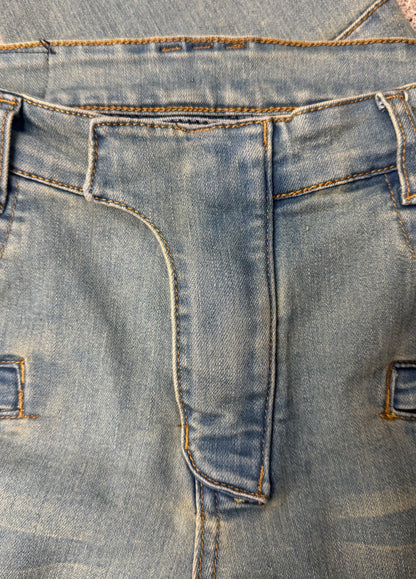 Balmain Light Wash Blue Biker Denim