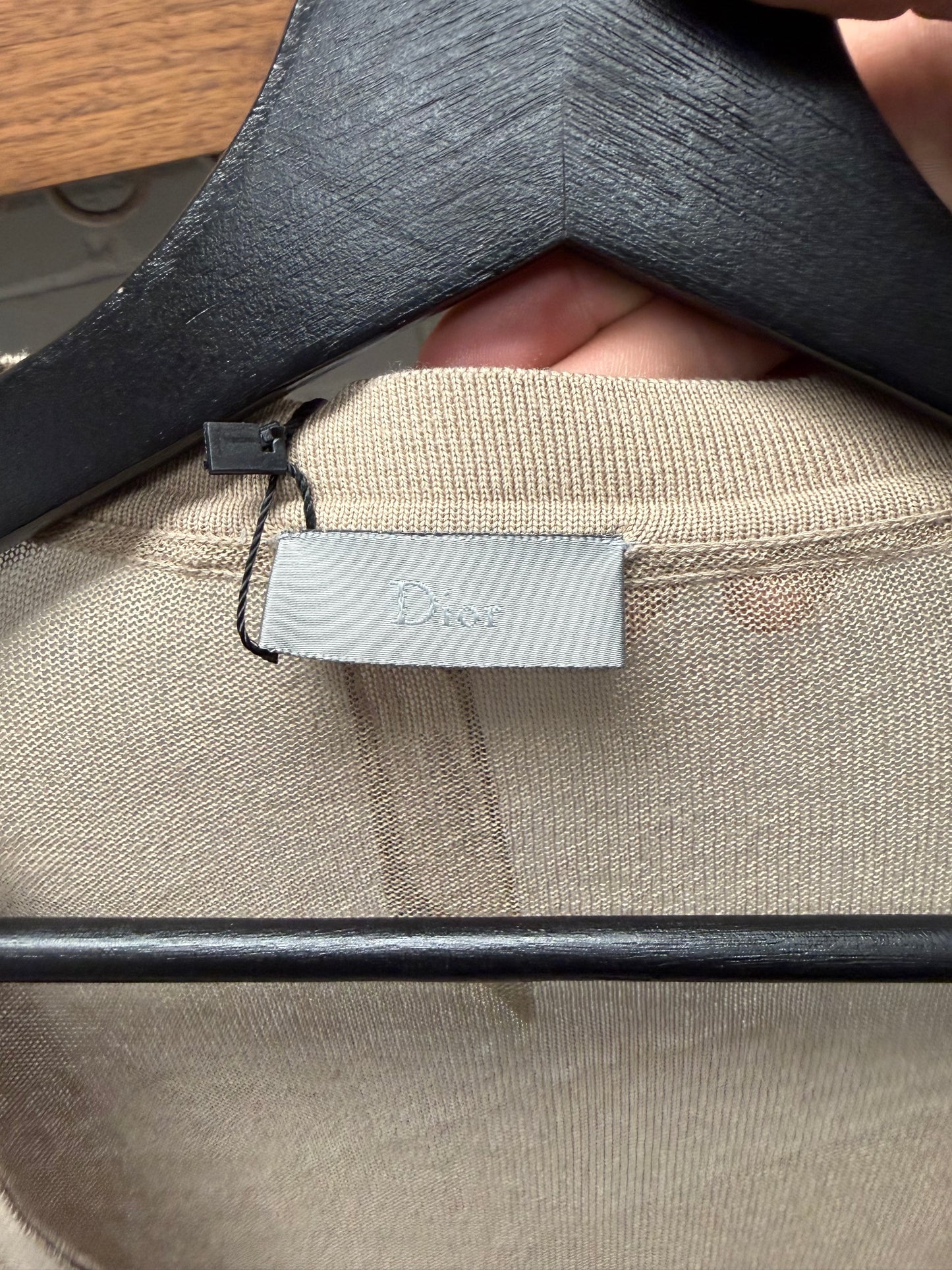 SS2010 Dior Homme Mesh Layered Tan Knit Cardigan