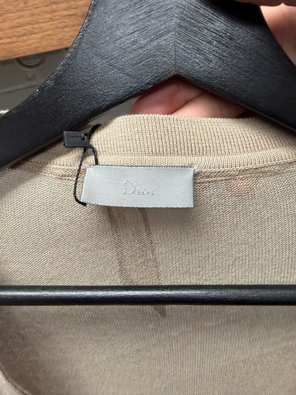 SS2010 Dior Homme Mesh Layered Tan Knit Cardigan