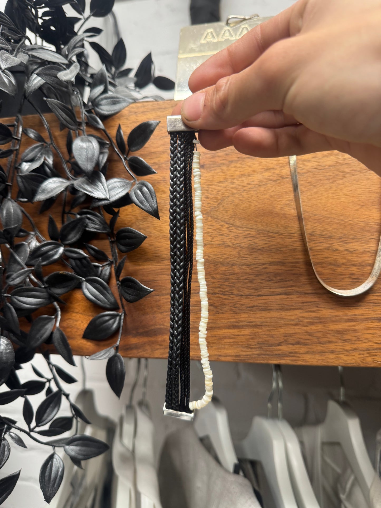 Saint Laurent Stacked Leather/Charm Bracelet