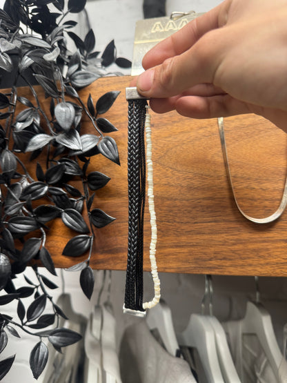 Saint Laurent Stacked Leather/Charm Bracelet