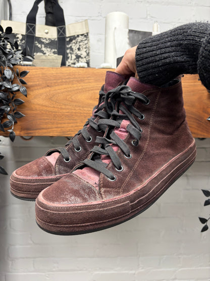 Ann Demeulemeester Waxed Velvet High Top Sneakers