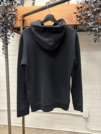 Balmain Classic Black Cotton ‘Side-Zip’ Pullover Hoodie