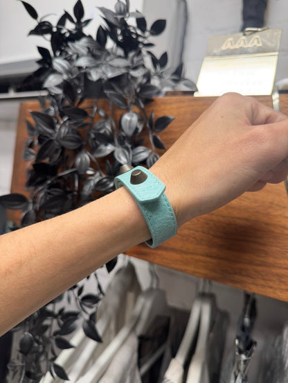 Balenciaga Studded ‘Teal’ Leather Snap Bracelet