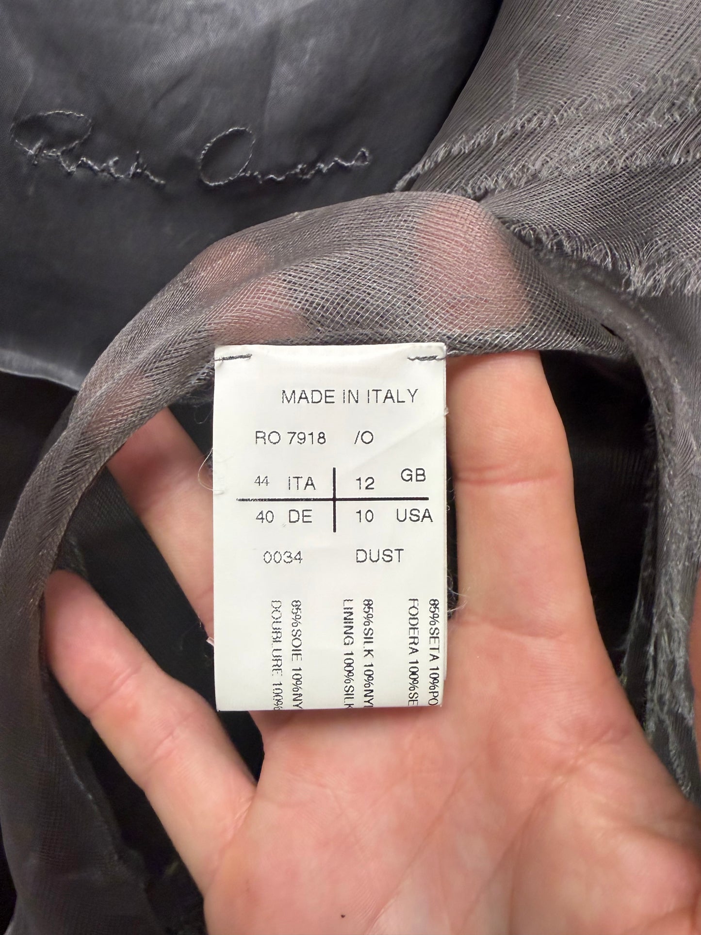 Rick Owens O&M era Frayed Silk ‘Organza’ Dust Cardigan