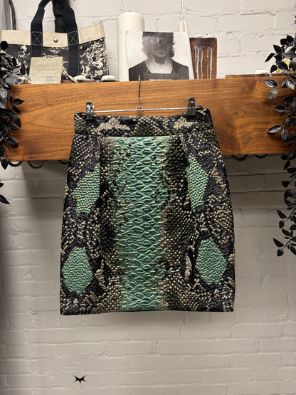 2000s Gucci by Frida Giannini Snakeskin Patterned Midi Length Skirt