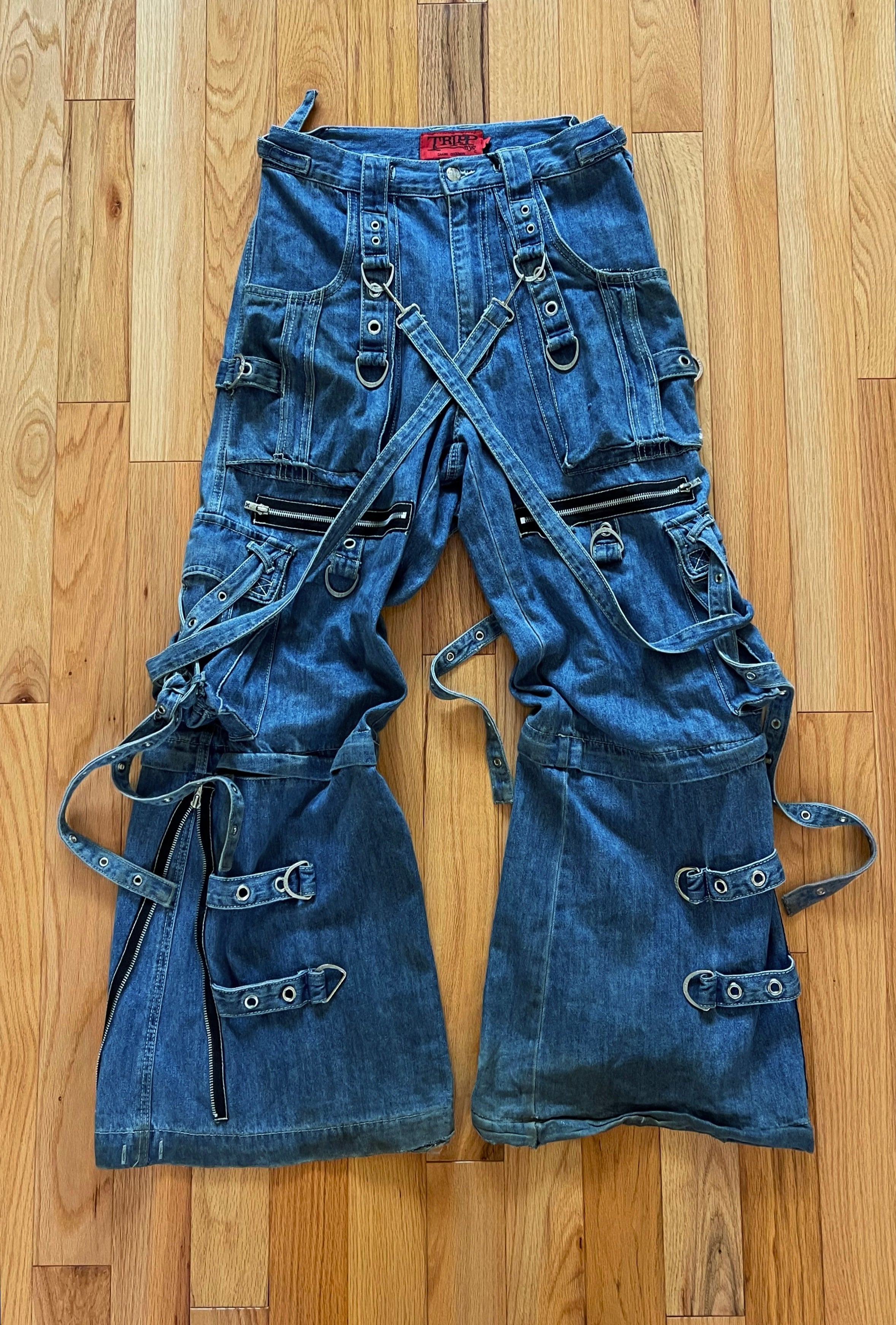 OG Tripp NYC Bondage Strap Wide Leg Blue 'Raver Denim' – Alex Maxamenko