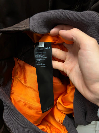 SS2022 Balenciaga ‘3B Sport Icon’ Brown Hooded Bomber Jacket