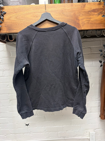 AW1999 Raf Simons ‘Disorder Incubation Isolation’ Thrash Distressed Black Cotton Sweatshirt