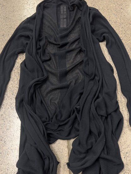 SS2011 Rick Owens ‘Anthem’ Ribbed Black ‘Waterfall’ Cardigan