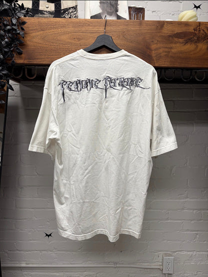 2017 Balenciaga ‘Femme Fatale’ Embroidered Script White Oversized T-Shirt