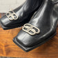 SS2019 Balenciaga ‘BB Rim’ Square Toe Shape Black Patent Leather Boots