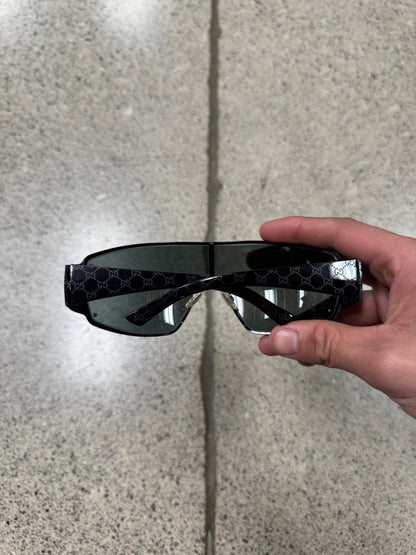 2000s Gucci Black ‘Shield’ Split Bar Sunglasses