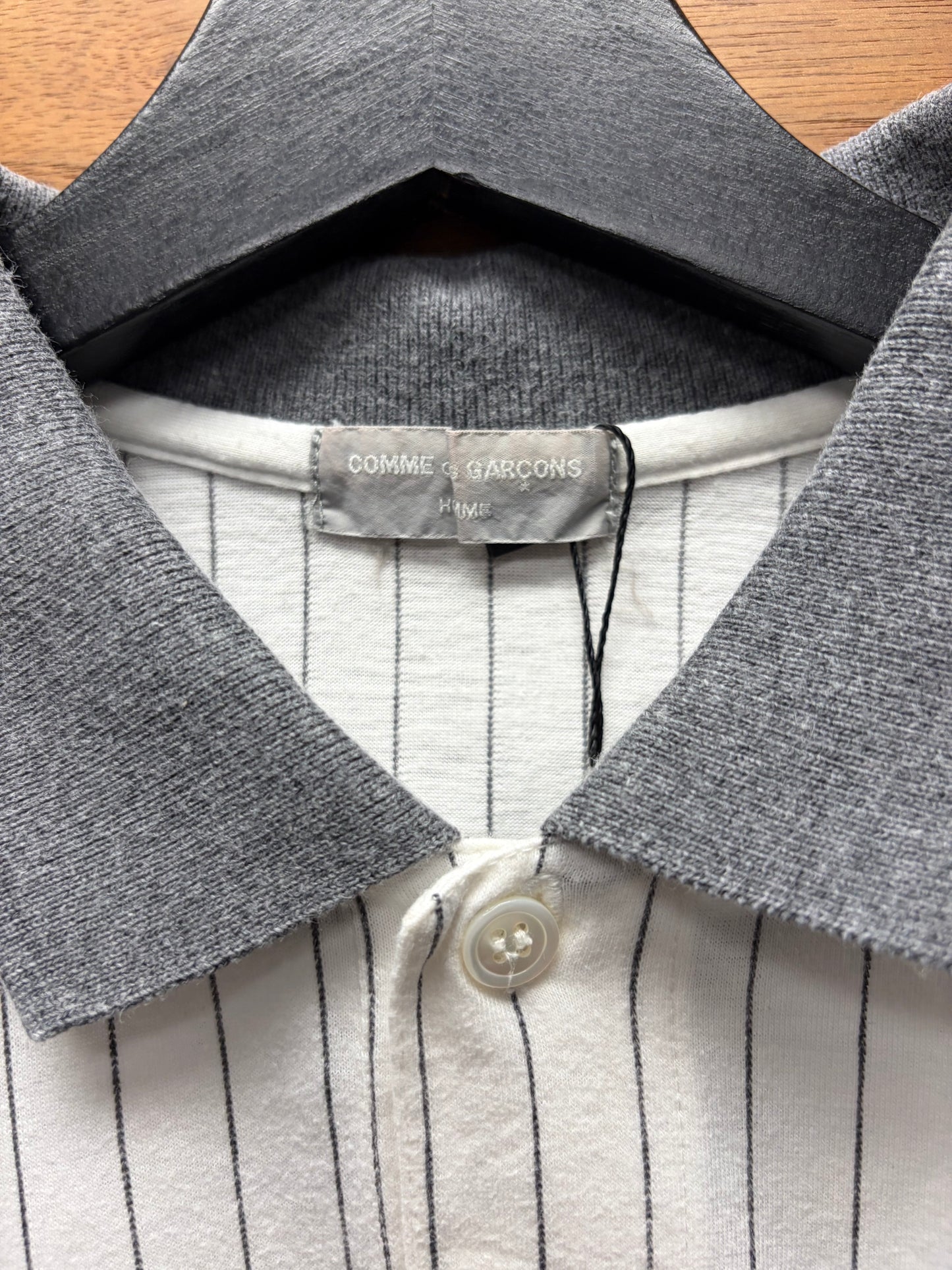 Vintage 90s Comme Des Garçons Homme Pinstripe Baseball Polo