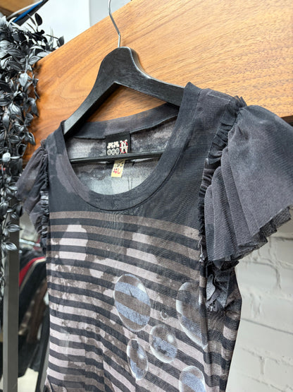 Vintage Jean Paul Gaultier Sheer Black Mesh Top with Drapery