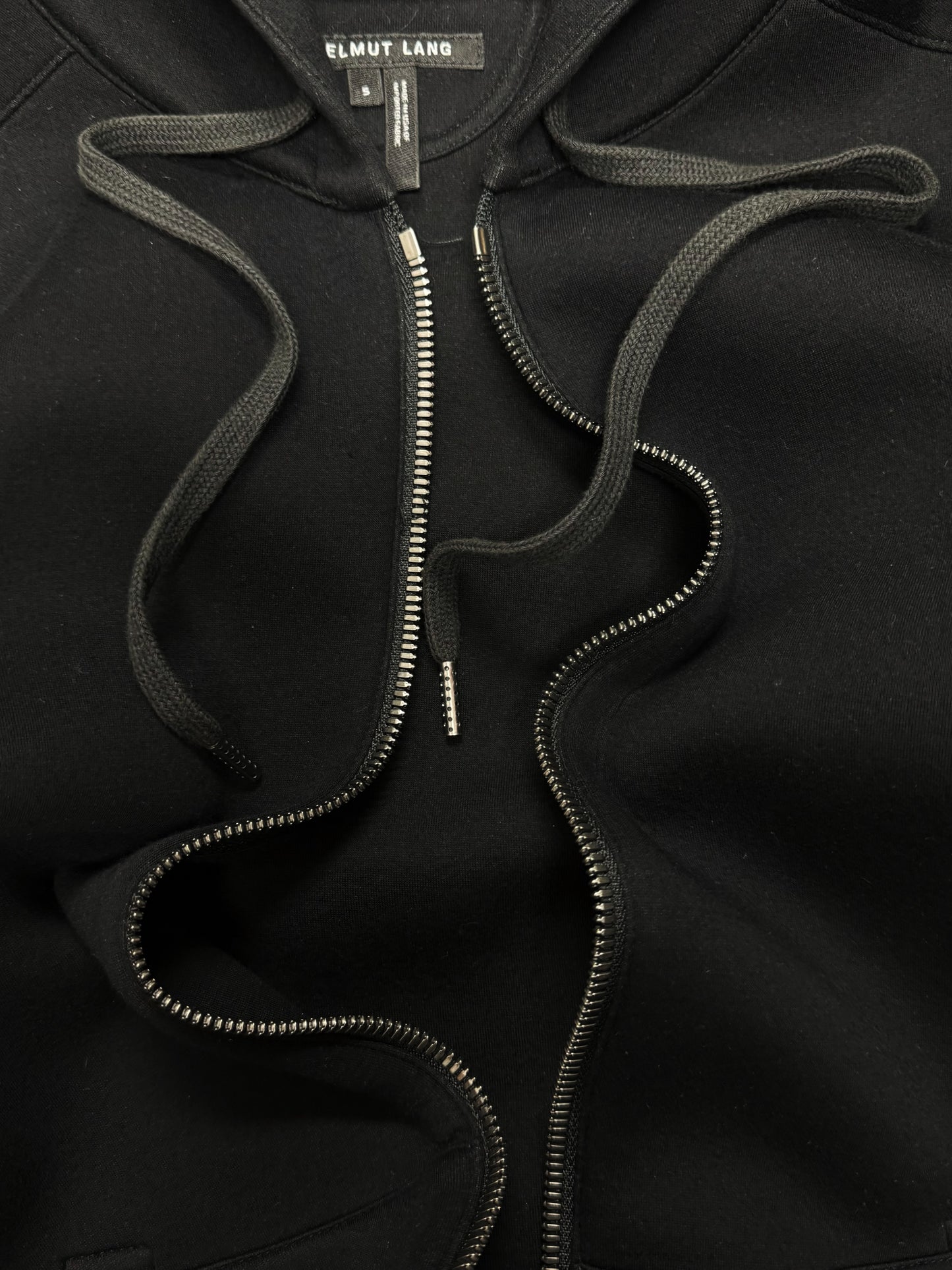 Helmut Lang Moto-Padded Black Zip-Up Hoodie