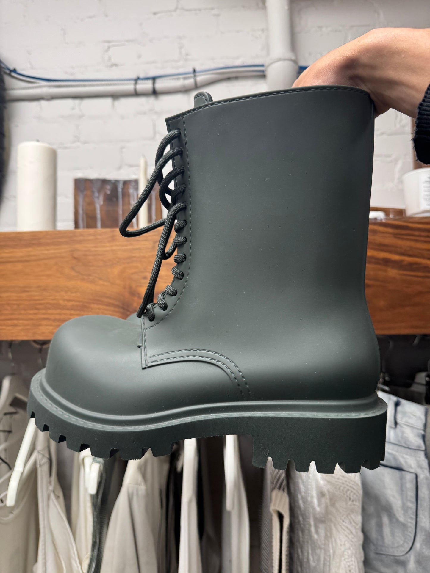 Balenciaga ‘Steriod’ Military Green Oversized Combat Boots