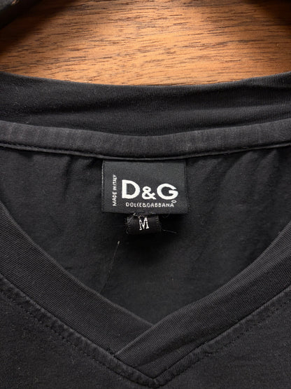 Dolce & Gabbana Colorblocked Black V-Neck Shirt