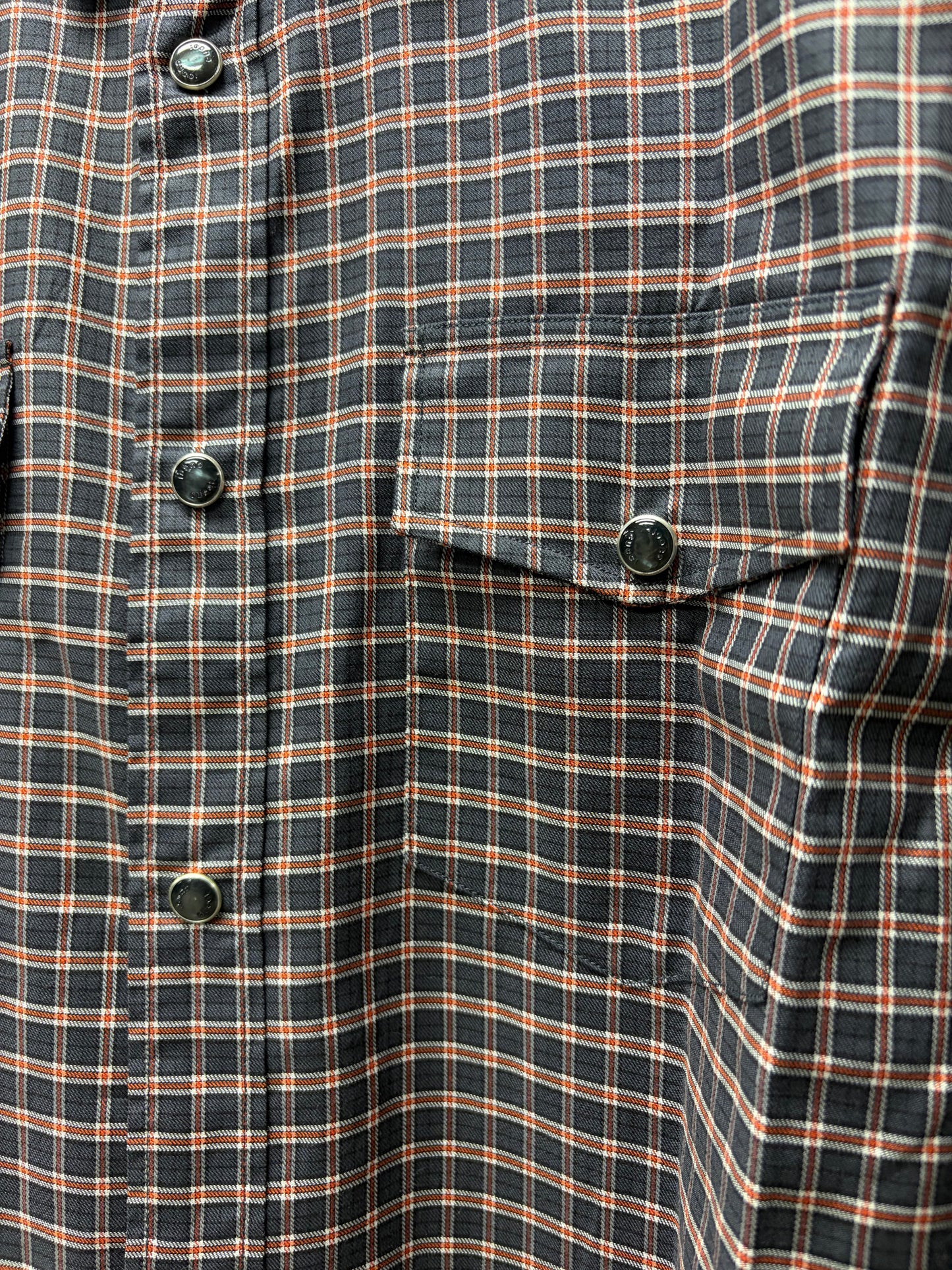 2011 Gucci by Frida Giannini Red/Black Plaid Western Button Up Shirt