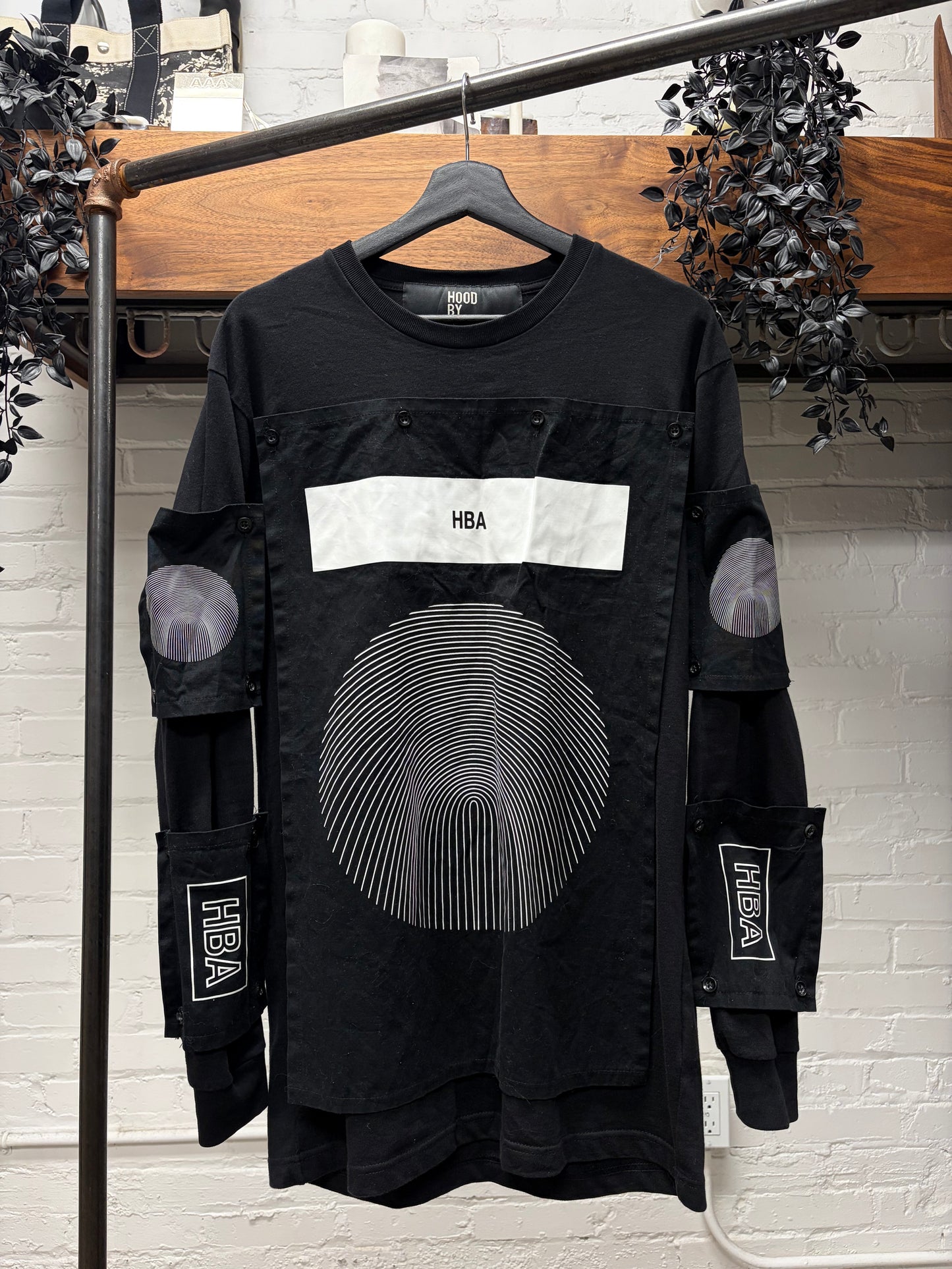 Hood by Air Patch ‘HBA’ Logo Layered Black Long Sleeve Shirt