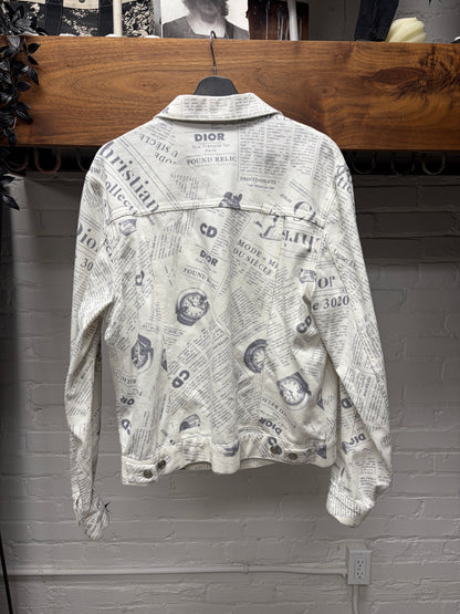 2020 Dior x Daniel Arsham ‘Newspaper Print’ Denim Trucker Jacket