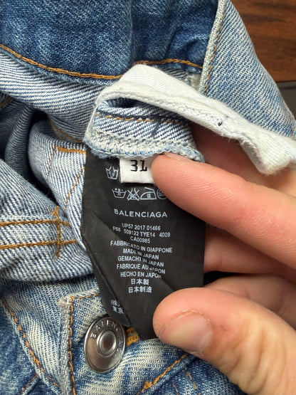 2017 Balenciaga Light Wash Blue Bootcut Denim