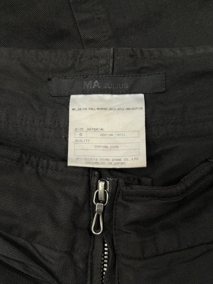 AW2013 Julius ‘Exposed Pocket’ Waxed Black Cargo Shorts