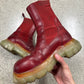 Rick Owens Beatle Bozo Red Leather Tractor Boots