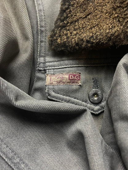 Dolce & Gabbana ‘Washed Grey’ Fur Trim Denim Jacket