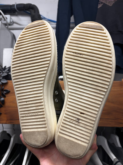 AW2024 Rick Owens ‘Porterville’ Waxed ‘Khaki’ Ramones High Top Sneakers