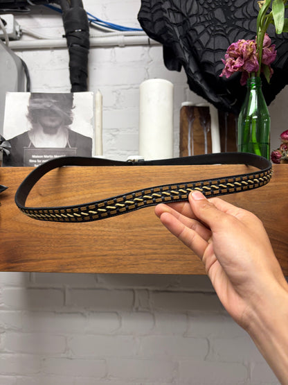 Saint Laurent Woven Black/Brown Thin Leather Belt
