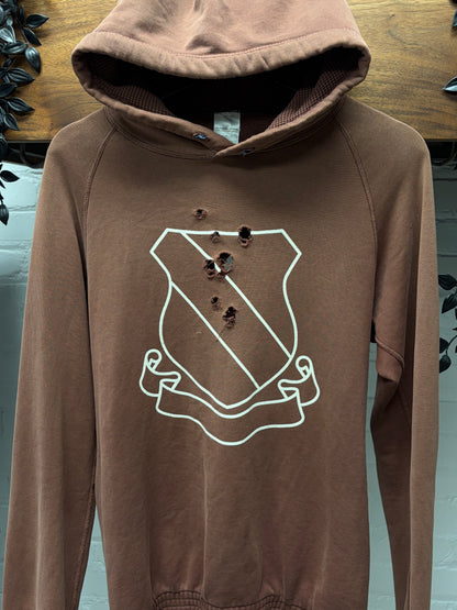 AW2001 Number (N)ine ‘Standards’ Badge Logo Shotgun Distressed Themral Hoodie