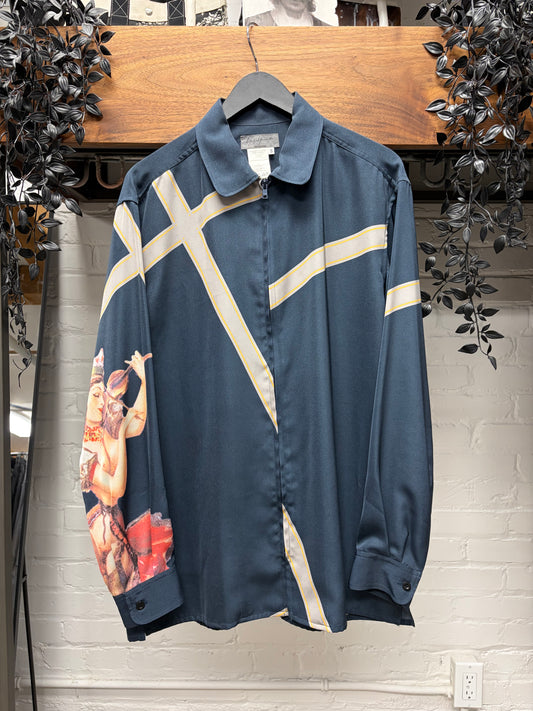 AW2001 Yohji Yamamoto Pour Homme ‘Pin-Up Girl’ Violinist Zip-Up Collared Shirt