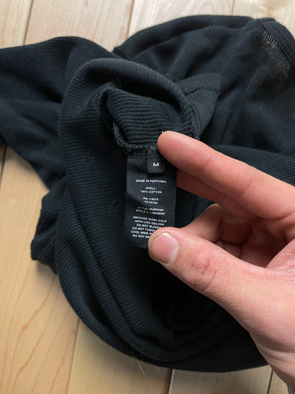 Helmut Lang Back Cutout Ribbed Black Longsleeve Shirt