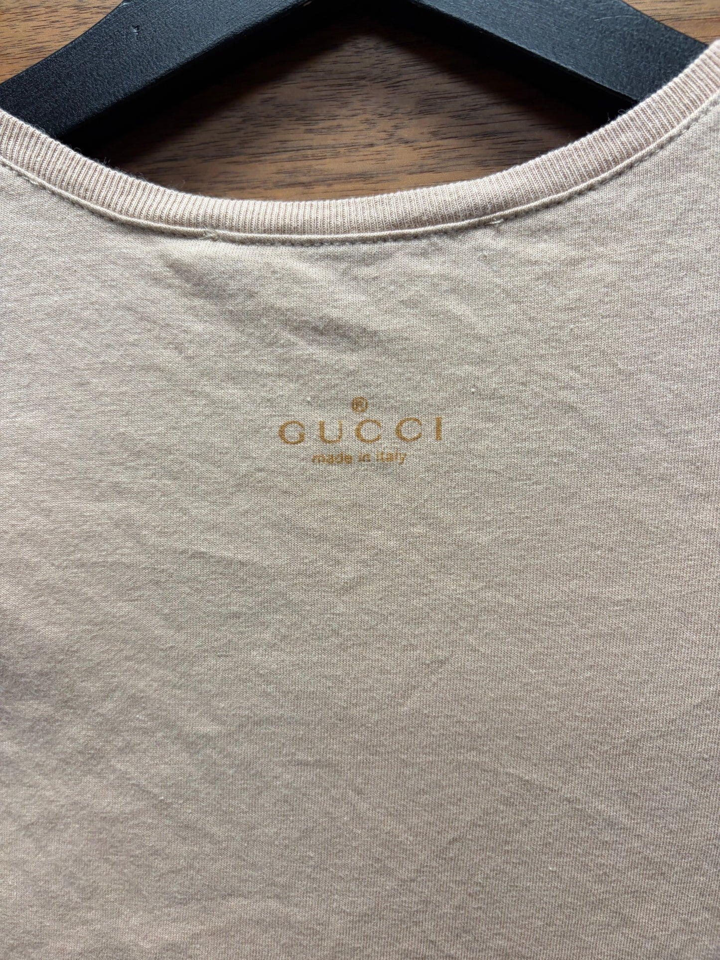 Gucci Minimalist ‘Neck Logo’ Nude Brown Short Sleeve T-Shirt