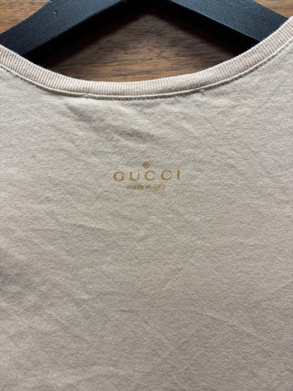 Gucci Minimalist ‘Neck Logo’ Nude Brown Short Sleeve T-Shirt